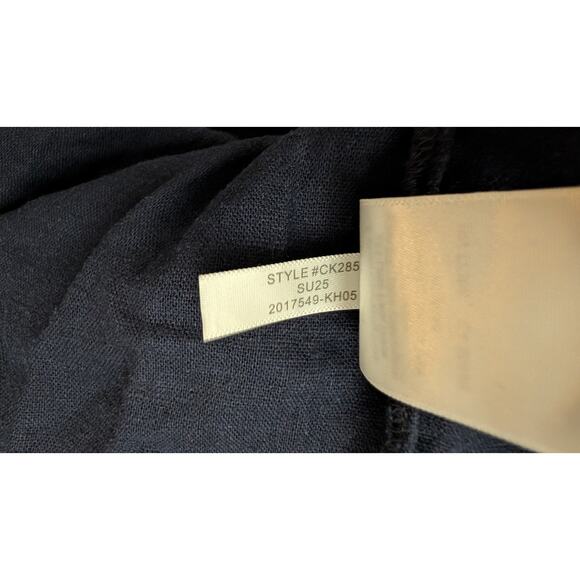 J. Crew Factory Linen-blend belted mini shirt-dress Womens Size Small Navy Blue - Picture 8 of 8